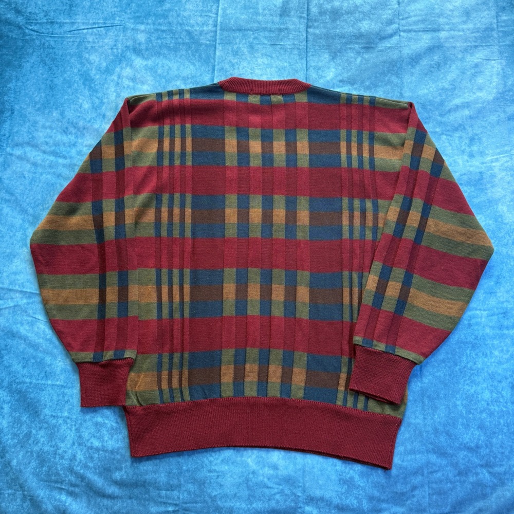 Vintage Bangkuber Plaid Knit Sweater XL 50% Wool Grandpa Core Korea - Picture 5 of 7